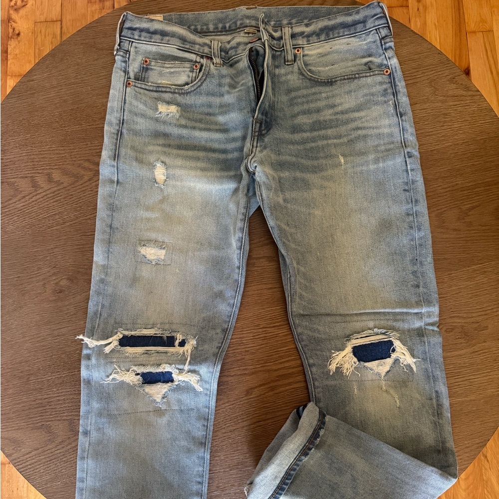 J. Crew Light Blue Distressed Straight Jeans